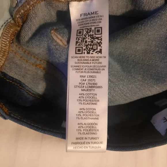 FRAME Le Crop Mini Boot Blue Frayed Hem Flared Jeans - Picture 6 of 13